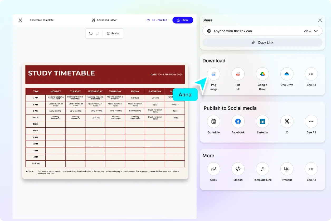 Free AI Timetable Generator, Create Timetable Images Online [ No Signup ]